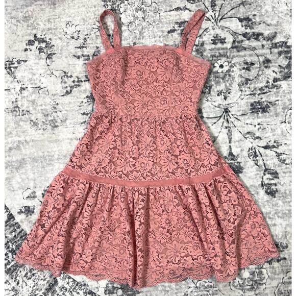 Aqua Womens Lace Above Knee Fit & Flare Dress Sz 12 - Picture 3 of 8